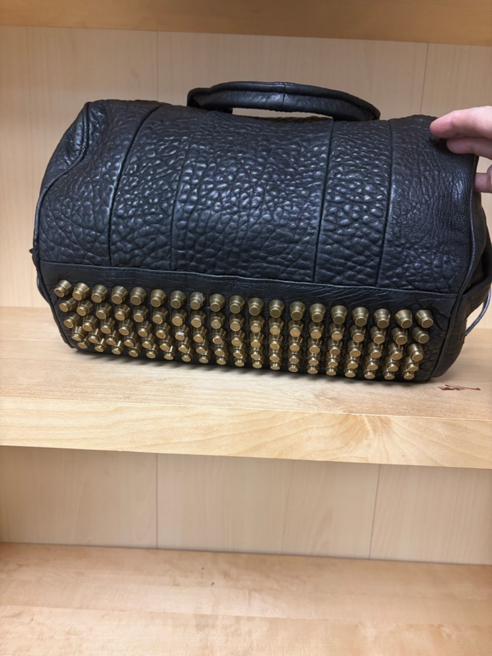 GORGEOUS ALEXANDER WANG $998 BLACK STUDDED BOTTOM DOCTOR BAG PURSE - Picture 3 of 8